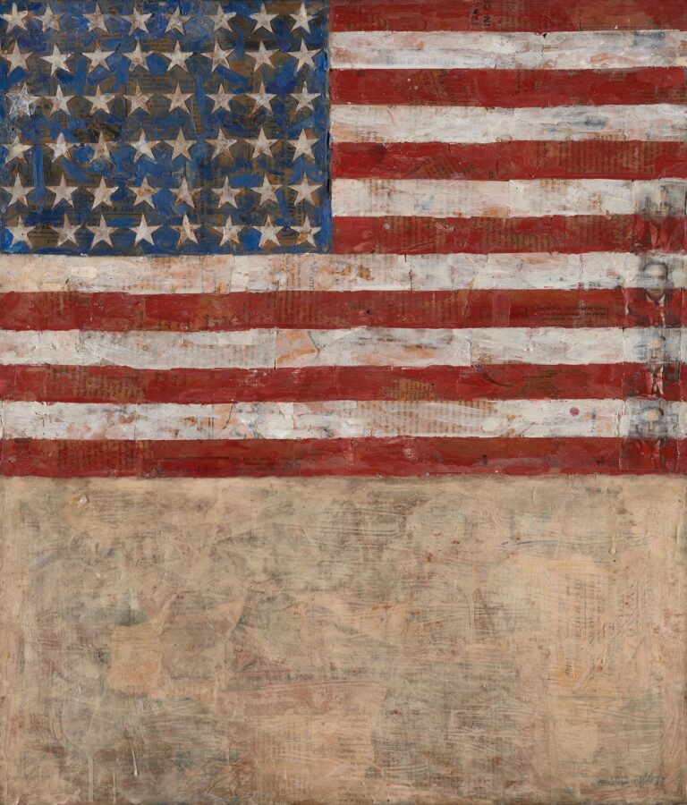 Jasper Johns; Flag above White with Collage; 1955