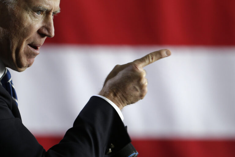 Vice President Joe Biden gestures as he speaks during a campaign rally at Arvada West High School Saturday, Nov. 3, 2012, in Arvada, Colo. (AP Photo/Matt Rourke)