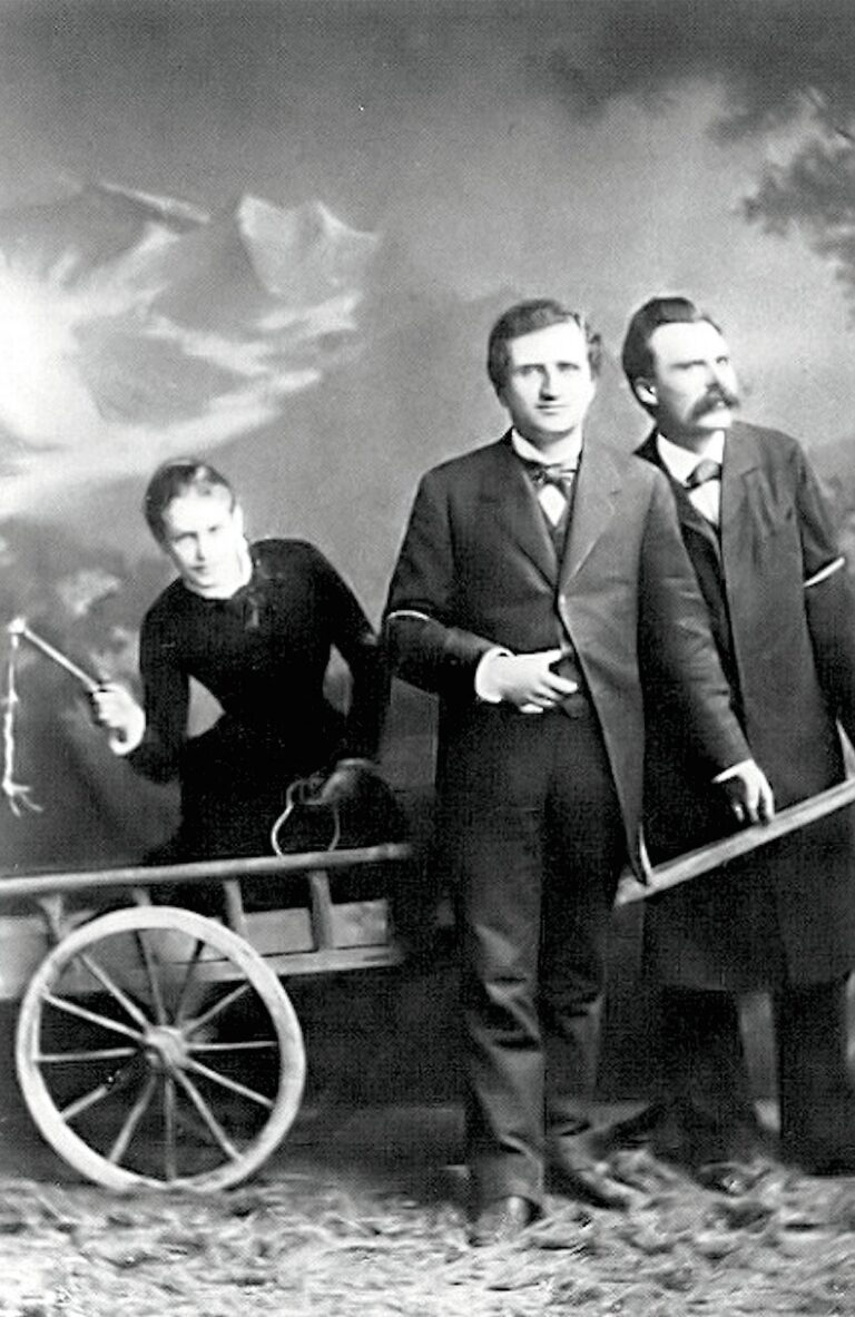 Friedrich Nietzsche under Lou Salomé’s whip, in the middle Paul Rée, Lucerne, Switzerland, between May 13 and 16, 1882 (foto Jules Bonnet)