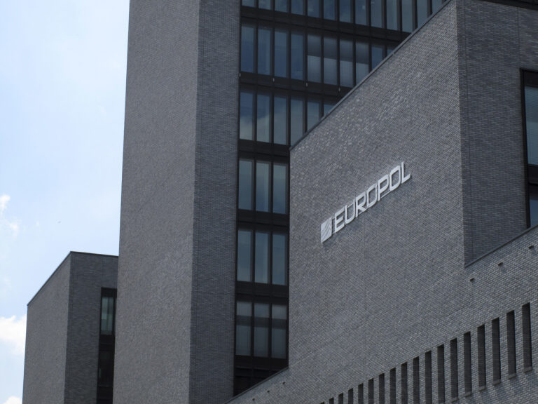 Exterior view of the Europol headquarters in The Hague, Netherlands, Monday, May 19, 2014. European law enforcement agencies say they have helped coordinate raids in 16 countries that led to 97 arrests of people suspected of developing, distributing or using criminal software known as 