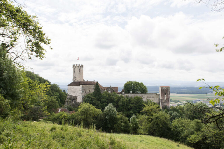 Das Schloss Neu-Bechburg in der Naehe des spaetmittelalterlichen Bauernhauses gebaut fuer das Sommerprojekt 