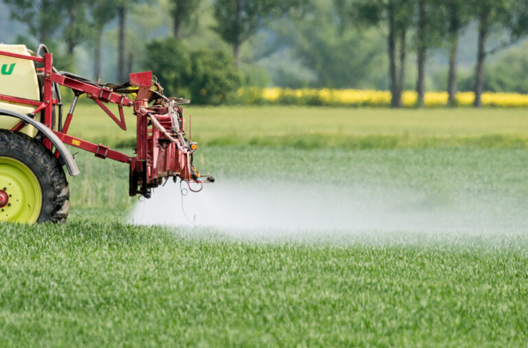 ARCHIV - Ein Landwirt fährt mit einer Dünger- und Pestizidspritze am 18.05.2015 über ein Feld mit jungem Getreide nahe Neuranft im Oderbruch (Brandenburg). Bayerns Grundwasser ist in fast allen Regierungsbezirken durch Dünge- und Pflanzenschutzmittel belastet. (zu dpa «Dünger und Pflanzenschutzmittel belasten Grundwasser in Bayern» vom 06.10.2017) (KEYSTONE/DPA/Patrick Pleul)