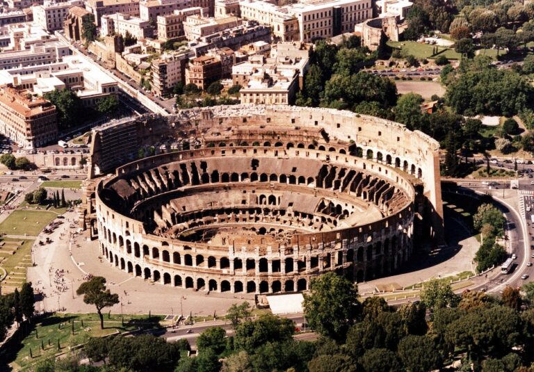 This is an undated aerial view of the Colosseum in Rome, Italy. The Colosseum is is among the 21 candidates for the new seven wonders of the world. The seven winners will be announced July 7, 2007 in Lisbon, Portugal. (AP Photo)