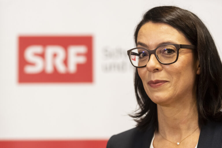 Die neue SRF-Direktorin Nathalie Wappler spricht an der Medienkonferenz, aufgenommen am Montag, 5. November 2018 in Zuerich. (KEYSTONE/Ennio Leanza)