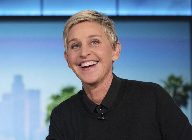 FILE - In this Oct. 13, 2016 file photo, Ellen DeGeneres appears during a commercial break at a taping of 