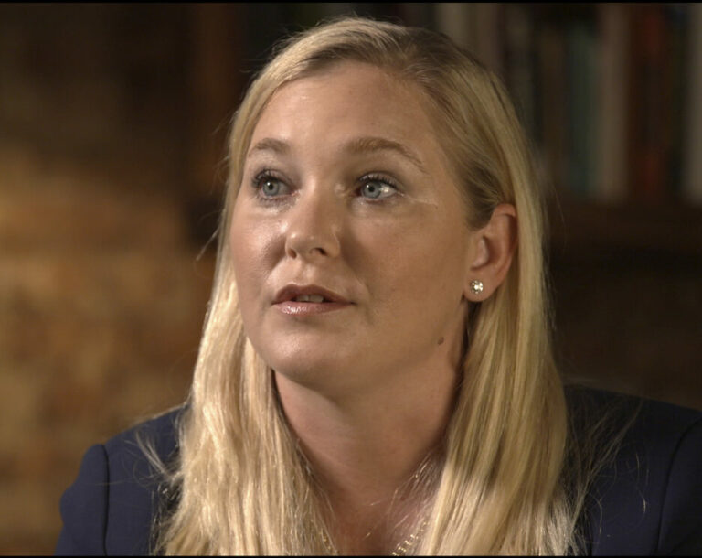 In this image taken from video issued by the BBC, Virginia Roberts Giuffre speaks during an interview on the BBC Panorama program that will be aired on Monday Dec. 2, 2019. Roberts Giuffre says she was a trafficking victim made to have sex with Prince Andrew when she was 17 is asking the British public to support her quest for justice. She tells BBC Panorama in an interview to be broadcast Monday evening that people 