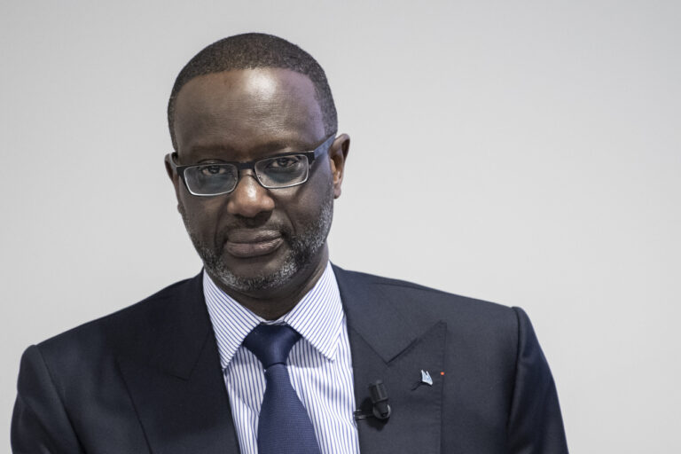 Tidjane Thiam, CEO of Swiss bank Credit Suisse, waits prior the press conference of the full-year results of 2019 in Zurich, Switzerland, Thursday, Feburary 13, 2020. (KEYSTONE/Ennio Leanza)