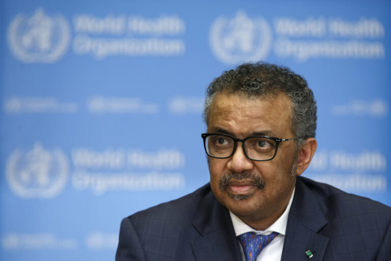 Tedros Adhanom Ghebreyesus, Director General of the World Health Organization (WHO), informs to the media about the update on the situation regarding the COVID-19 (previously named novel coronavirus (2019-nCoV)), during a press conference at the World Health Organization (WHO) headquarters in Geneva, Switzerland, Monday, February 17, 2020. (KEYSTONE/Salvatore Di Nolfi)