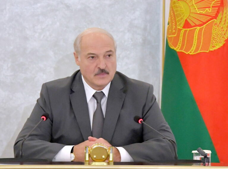 epa08612762 Belarusian President-elect Alexander Lukashenko chairs the Security Council meeting in Minsk, Belarus, 19 August 2020. Long-time president Lukashenko, in a defiant speech on 16 August, rejected calls to step down amid mounting pressure after unrest erupted in the country over alleged poll-rigging and police violence at protests following election results claiming that he had won a landslide victory in the 09 August elections. Alexander Lukashenko has ordered the Belarusian State Security Committee (KGB) to identify organizers of protests. EPA/ANDREI STASEVICH / BELTA / POOL