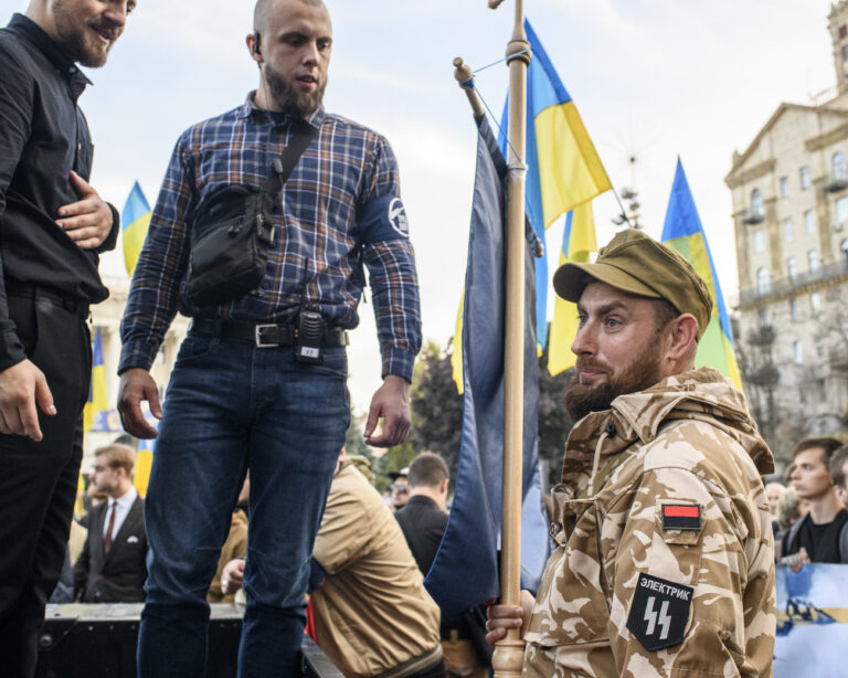 Ukraine, Kyiv, 14 october 2019.Members of the far-right ultra-nationalist party 