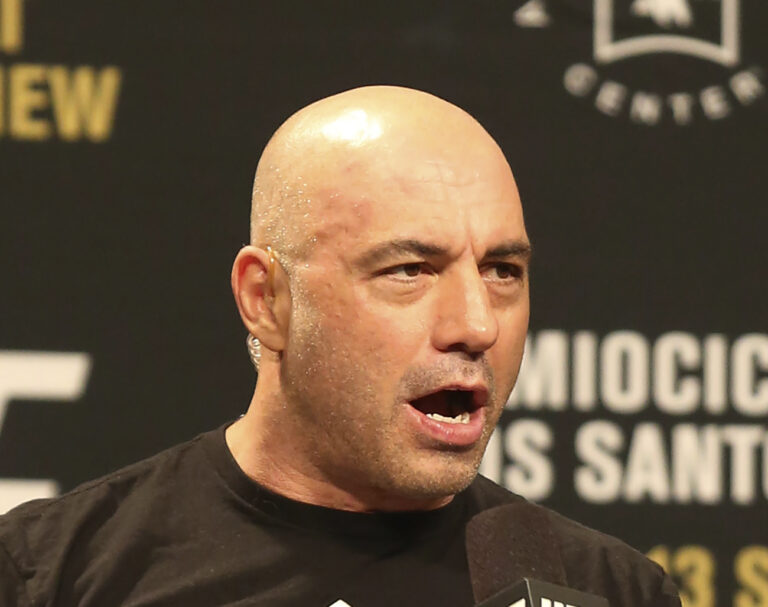 FILE - Joe Rogan is seen during a weigh-in before UFC 211 on Friday, May 12, 2017, in Dallas before UFC 211. SpotifyâÄ™s popular U.S. podcaster has apologized after a video compilation surfaced that showed him using racial slurs in clips of episodes over a 12-year span. In a video posted on his Instagram account on Saturday, Feb. 5, 2022, Rogan who hosts a podcast called âÄœThe Joe Rogan Experience,âÄ said his use of the slurs was the âÄœmost regretful and shameful thing that IâÄ™ve ever had to talk about publicly.âÄ ( AP Photo/Gregory Payan, File)