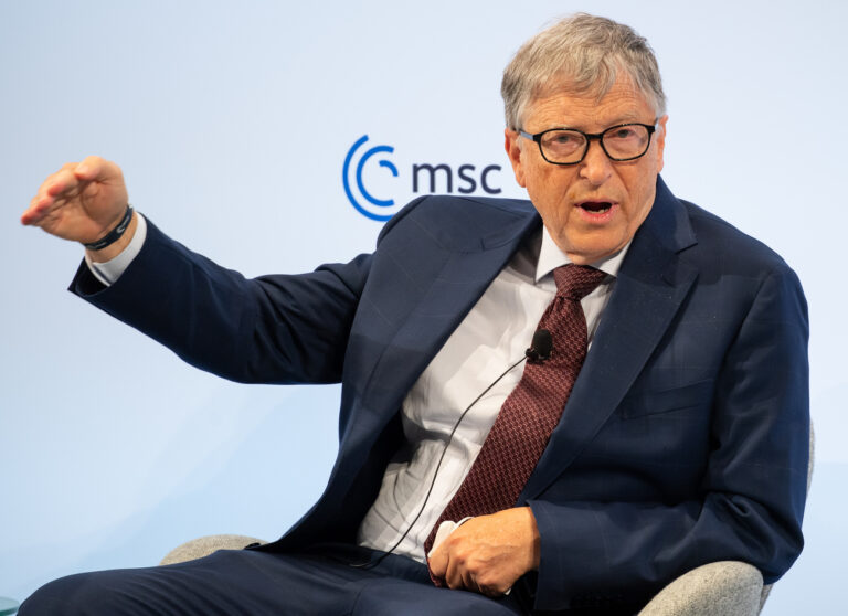 18 February 2022, Bavaria, Munich: Bill Gates, entrepreneur and chairman of the Bill & Melinda Gates Foundation, will speak at the Munich Security Conference. The Security Conference will take place from Feb. 18 to 20, 2022, at the Hotel Bayerischer Hof. Photo: Sven Hoppe/dpa (KEYSTONE/DPA/Sven Hoppe)