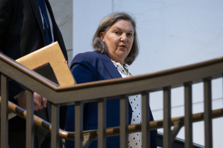 epa09808764 US Under Secretary of State for Political Affairs Victoria Nuland arrives to give a closed briefing to Senate Foreign Relations Committee members on the Russian invasion of Ukraine, on Capitol Hill in Washington, DC, USA, 07 March 2022. EPA/MICHAEL REYNOLDS
