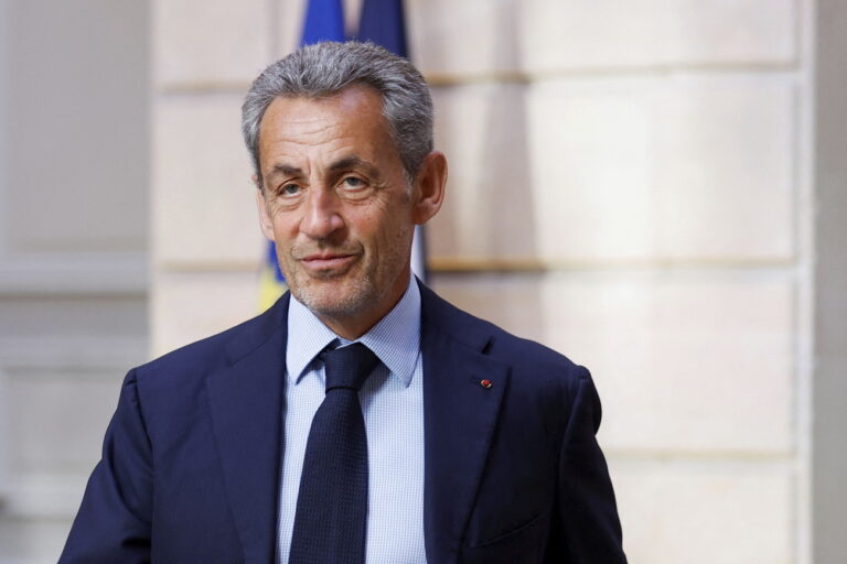 France's former President Nicolas Sarkozy arrives for the inauguration ceremony of French President Emmanuel Macron, at the Elysee palace in Paris, France, Saturday, May 7, 2022. Macron was reelected for five years on April 24 in an election runoff that saw him won over far-right rival Marine Le Pen. (Gonzalo Fuentes/Pool via AP)