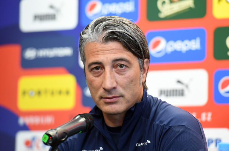 Murat Yakin, head coach of Swiss national soccer team, gives the press conference prior to the match of the UEFA Nations League against Czech Republic, on June 1, 2022, in Prague, Czech Republic. (CTK Photo/Katerina Sulova) (KEYSTONE/CTK/Katerina Sulova)