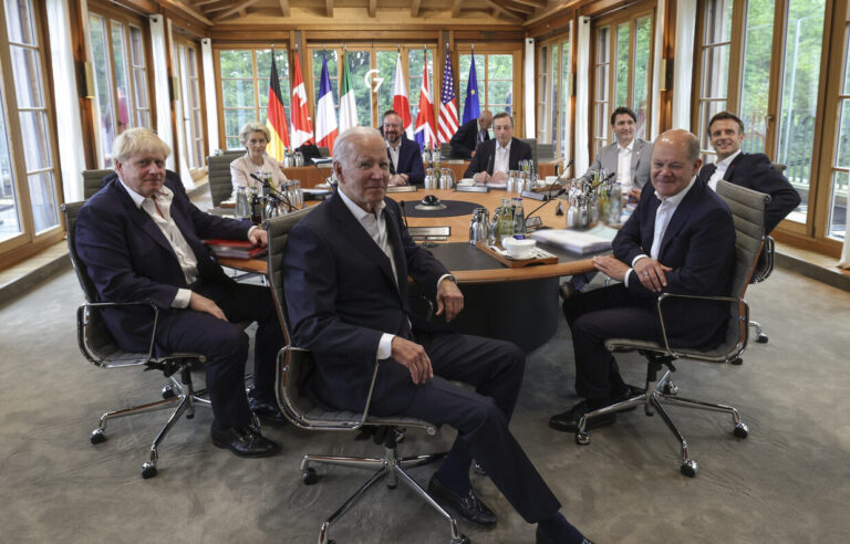 28/06/2022.Bavaria, Germany. Prime Minister Boris Johnson joins other G7 leaders at the G7 Leaders' Summit in Schloss Elmau, Krün, Bavarian Alps, Germany., Credit:Andrew Parsons / Avalon (KEYSTONE/PHOTOSHOT/Andrew Parsons / Avalon)