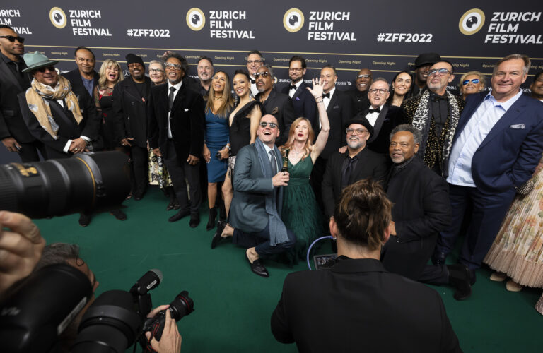 The Montreux All Star Band pose for photographers on the Green Carpet at the Opening Night of the 18th Zurich Film Festival (ZFF) in Zurich, Switzerland, on Thursday, September 22, 2022. The Zurich Film Festival festival will run from September 22 to October 2, 2022. (KEYSTONE/Michael Buholzer).
