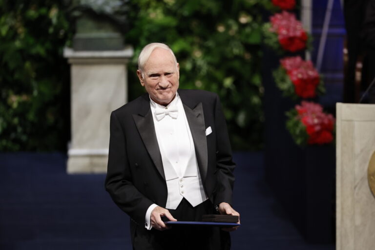 epa10359297 US John F. Clauser receives the 2022 Nobel Prize in physics during the Nobel Prize award ceremony at the Concert Hall in Stockholm, Sweden, 10 December 2022. Nobel laureates of the years 2020, 2021 and 2022 met in Stockholm for the first award ceremony since the COVID-19 pandemic. EPA/Christine Olsson SWEDEN OUT