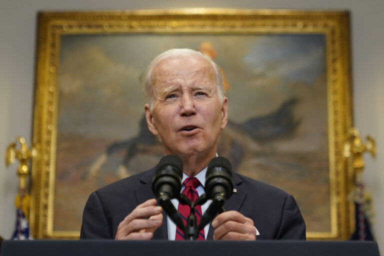 President Joe Biden speaks about border security in the Roosevelt Room of the White House, Thursday, Jan. 5, 2023, in Washington. (AP Photo/Patrick Semansky)
