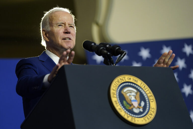 President Joe Biden speaks about his administration's plans to protect Social Security and Medicare and lower healthcare costs, Thursday, Feb. 9, 2023, at the University of Tampa in Tampa, Fla. (AP Photo/Patrick Semansky)