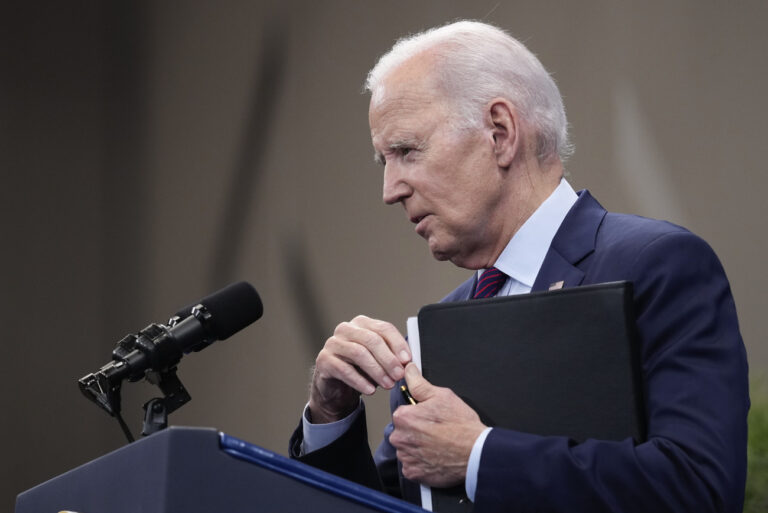 President Joe Biden speaks during a news conference in Hiroshima, Japan, Sunday, May 21, 2023, following the G7 Summit. (AP Photo/Susan Walsh)