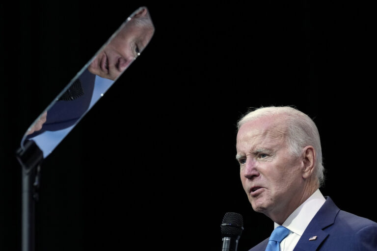 President Joe Biden speaks at the National Safer Communities Summit at the University of Hartford in West Hartford, Conn., Friday, June 16, 2023. The summit is attended by gun safety advocates, local leaders and families impacted by gun violence. (AP Photo/Susan Walsh)