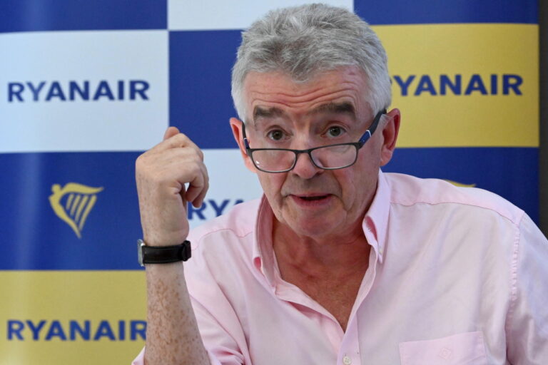 epa10856183 Ryanair group CEO, Michael O'Leary holds a press conference in Rome, Italy, 12 September 2023. O' Leary, who presented the company's winter 2023-2024 services with an expansion to Milan, had previously announced reductions in services on domestic routes over the Italian government's flight-price decree. The decree, passed last month, effectively caps fares to Sicily and Sardinia. EPA/MAURIZIO BRAMBATTI