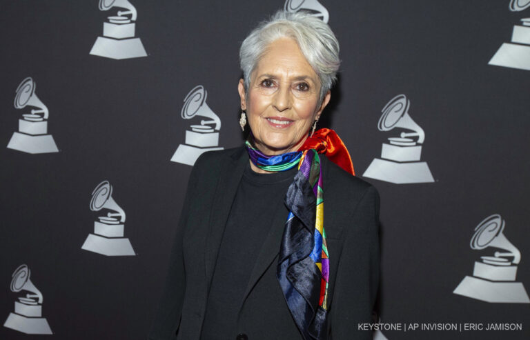FILE - Joan Baez arrives at the Latin Grammy special merit awards on Nov. 13, 2019, in Las Vegas. Baez is the subject of a documentary titled, 