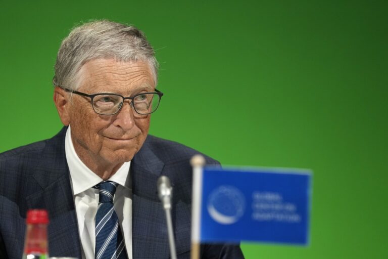 Bill Gates attends a session at the COP28 U.N. Climate Summit, Friday, Dec. 1, 2023, in Dubai, United Arab Emirates. (AP Photo/Kamran Jebreili)
