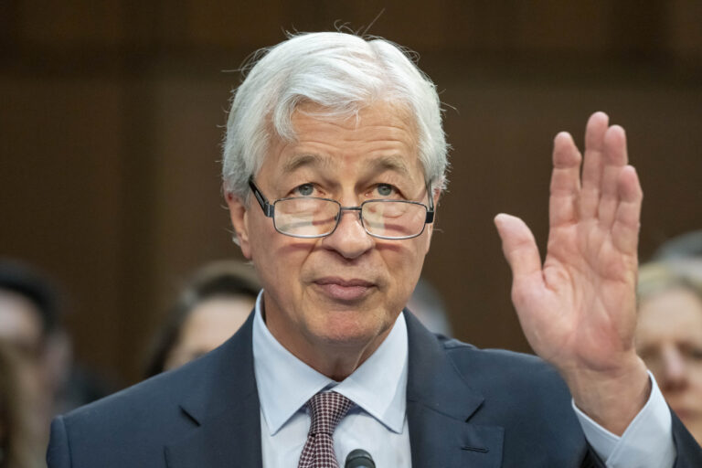 Jamie Dimon, Chairman and CEO, JPMorgan Chase & Co., speaks during a Senate Banking, Housing, and Urban Affairs Committee oversight hearing to examine Wall Street firms on Capitol Hill, Wednesday, Dec. 6, 2023 in Washington. (AP Photo/Alex Brandon)