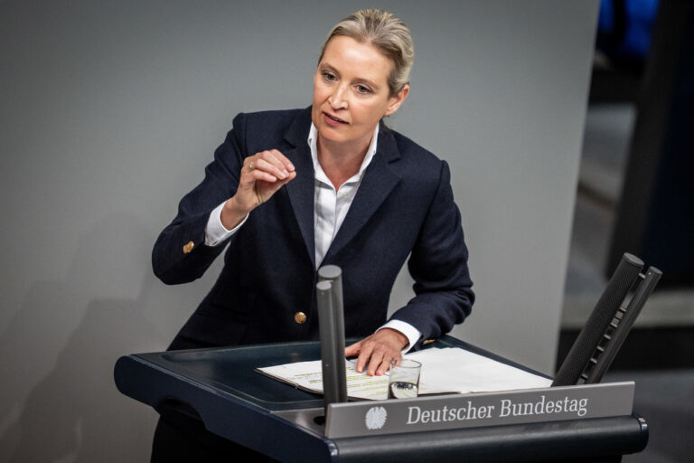 Regierungstreue Journalisten: AfD-Chefin Alice Weidel spricht in ihrer Bundestagsrede über die «geschundenen Leistungsträger» Deutschlands. Ein Ex-ARD-Hauptstadtstudio-Leiter sieht darin aber nur «Hass» und «Hetze»