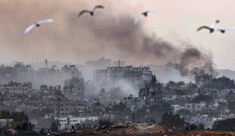 Smoke rises from the northern part of the Gaza Strip