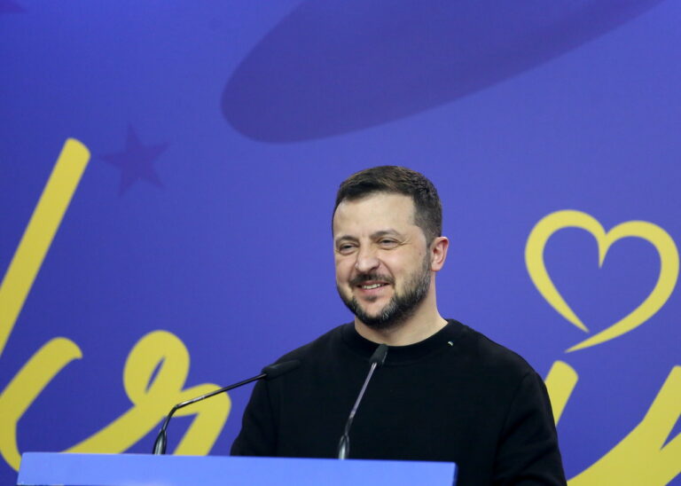 epa11186688 Ukraine's President Volodymyr Zelensky talks during a press conference with Albania's Prime Minister after the 'Peace summit' in Tirana, Albania, 28 February 2024. Tirana is hosting a summit of Southeastern European countries on peace, security and cooperation focusing on the war in Ukraine. EPA/MALTON DIBRA