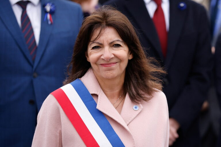 epa11326466 Mayor of Paris Anne Hidalgo attends the ceremonies to mark the end of World War II at the Arc de Triomphe, in Paris, France, 08 May 2024. EPA/Johanna Geron / POOL MAXPPP OUT