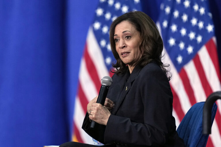 FILE - Vice President Kamala Harris speaks during a campaign event in Elkins Park, Pa., May 8, 2024. Vice President Harris will speak at the U.S. Air Force Academy graduation on Thursday, May 30, in Colorado, her first address at the ceremony that launches cadets into the Air Force or Space Force with pomp and the roar of jets. (AP Photo/Matt Rourke, File)