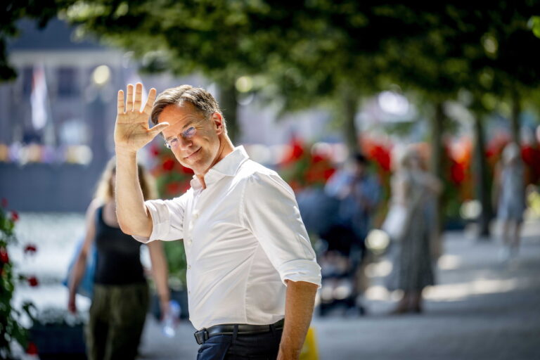 epa11439173 Outgoing Dutch Prime Minister Mark Rutte waves as he leaves the Binnenhof, in The Hague, the Netherlands, 26 June 2024. According to a statement from the North Atlantic Council (NATO) on 26 June 2024, Dutch Prime Minister Mark Rutte has been appointed as the next Secretary General of NATO. Rutte will assume the post of Secretary General on 01 October 2024, replacing Jens Stoltenberg after ten years as Secretary General of NATO. EPA/ROBIN UTRECHT