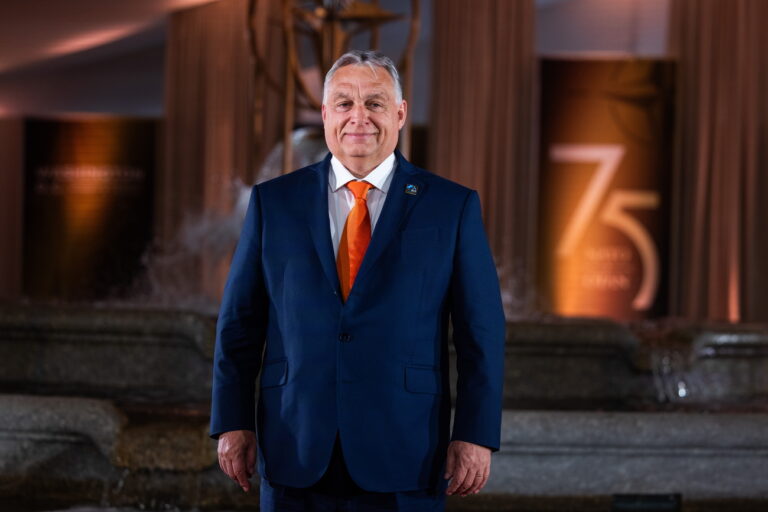 epa11469291 Prime Minister of Hungary Viktor Orban arrives for an event celebrating the 75th anniversary of the North Atlantic Treaty Organization (NATO) at the Andrew Mellon Auditorium in Washington, DC, USA, 09 July 2024. The 75th anniversary event kicked off NATOs three-day 2024 summit in downtown DC. EPA/JIM LO SCALZO