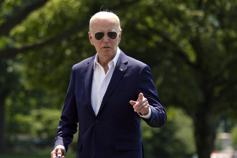 President Joe Biden arrives at the White House from Camp David, Sunday, July 28, 2024. (AP Photo/Manuel Balce Ceneta)