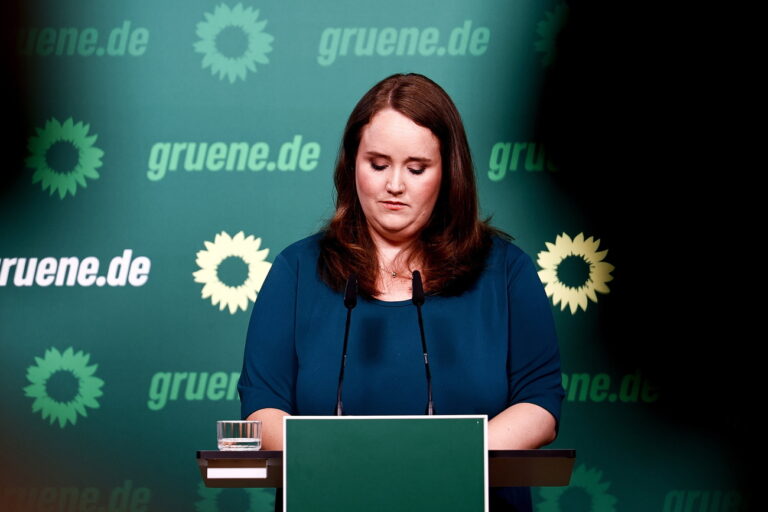 epa11579784 Germany's Green party (Die Gruenen) co-chair, Ricarda Lang, attends a Green party press conference in Berlin, Germany, 02 September 2024. The far-right Alternative for Germany (AfD) has won first place in the state elections in Thuringia and is only just behind the CDU in second place in Saxony. Not since 1945 has a German far-right party been number one in an election. It is likely to be difficult to form a stable government in both federal states. The AfD is claiming to be in government, but the other parties are rejecting a coalition with it. EPA/Filip Singer