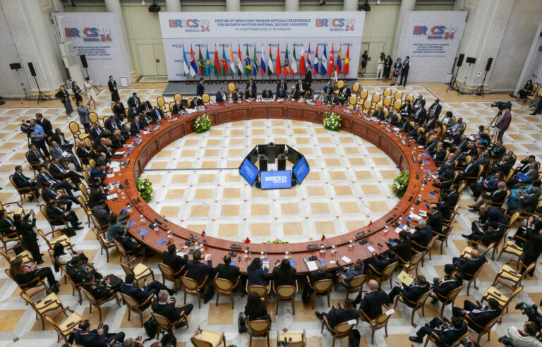 A view of the meeting of BRICS and BRICS Plus High-Level Security Officials in St. Petersburg, Russia, Wednesday, Sept. 11, 2024. (Alexei Danichev/Photo host brics-russia2024.ru via AP)