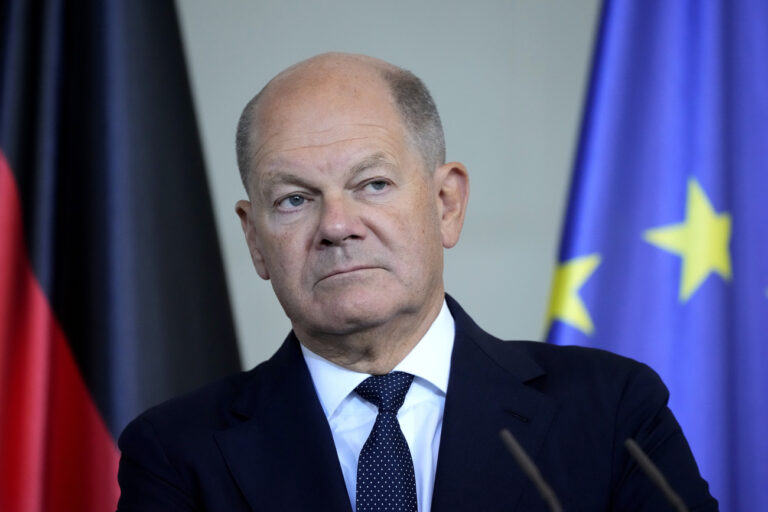 German Chancellor Olaf Scholz attends a joint press conference with Kenya's President William Ruto at the chancellery in Berlin, Friday, Sept. 13, 2024. (AP Photo/Ebrahim Noroozi).Olaf Scholz,William Ruto