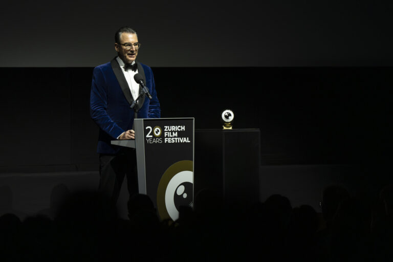 Artistic Director of the ZFF Christian Jungen speaks at the Opening Night of the 20th Zurich Film Festival (ZFF) in Zurich, Switzerland, on Thursday, October 3, 2024. (KEYSTONE/Til Buergy)