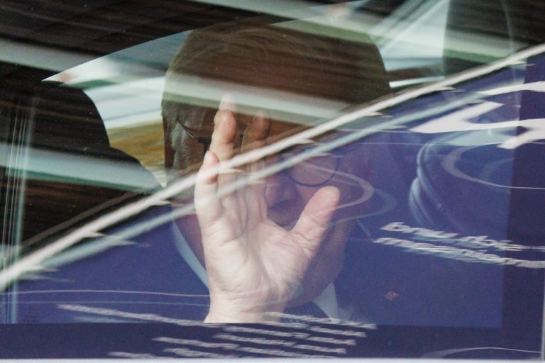 epa11673088 German President Frank-Walter Steinmeier waves as he arrives for a ceremony to mark the 25th anniversary of the Nordic Embassies in Berlin, in Berlin, Germany, 21 October 2024. The Nordic Embassy Complex in Berlin was officially opened in 1999 and hosts the embassies of Denmark, Finland, Iceland, Norway and Sweden, which reflects the close relationship and shared values between the Nordic countries. Aside from the building complex, the five embassies also share the so-called Felleshus, a community building, which is used for cultural events and public activities. EPA/CLEMENS BILAN