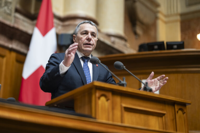 Bundesrat Ignazio Cassis spricht zur Entwicklungszusammenarbeit, an der Wintersession der Eidgenoessischen Raete, am Donnerstag, 5. Dezember 2024 im Nationalrat in Bern. (KEYSTONE/Alessandro della Valle)