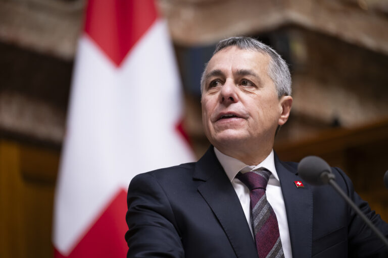 Bundesrat Ignazio Cassis spricht waehrend der Wintersession der Eidgenoessischen Raete, am Donnerstag, 12. Dezember 2024 im Nationalrat in Bern. (KEYSTONE/Anthony Anex)