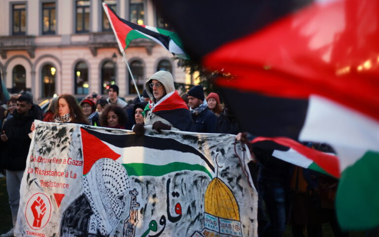 epa11809773 Supporters of the Health Workers 4 Palestine movement demonstrate in solidarity with Dr. Hussam Abu Safiya, director of Kamal Adwan hospital in the Gaza Strip, in front of the European Parliament in Brussels, Belgium, 06 January 2025. Abu Safiya was detained on 27 December 2024 during an Israeli raid on Kamal Adwan hospital. EPA/OLIVIER HOSLET