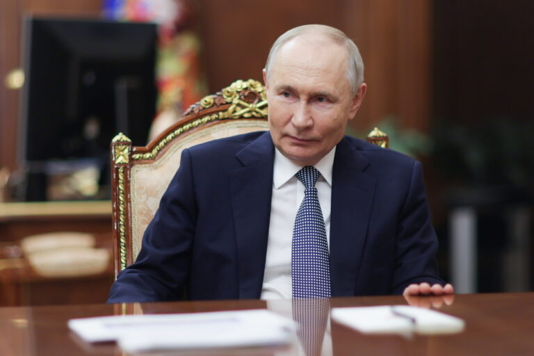 epa11834470 Russian President Vladimir Putin looks on during his meeting with the President of the National Medical Research Centre for Endocrinology Ivan Dedov(not pictured) in Moscow, Russia, 18 January 2025. EPA/GAVRIIL GRIGOROV / SPUTNIK / KREMLIN POOL