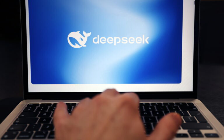 epa11858235 The logo of Chinese startup DeepSeek on a computer screen in London, Britain, 28 January 2025. Shares in major tech firms plummeted following the growing popularity of Deepseek, a Chinese artificial intelligence (AI) app that offers comparable performance at a fraction of the cost of its rivals. This surge in popularity led to a significant drop in investor confidence in the US and Europe, with US tech giant Nvidia losing a sixth of its company value. EPA/ANDY RAIN