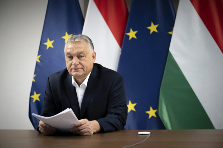 epa11925360 A handout photo made available by the Prime Minister's Press Office shows Hungarian Prime Minister Viktor Orban attending a video conference with EU leaders in his office in Budapest, Hungary, 26 February 2025. The conference was initiated by European Council President Antonio Costa ahead of an extraordinary summit of European Union leaders on 06 March in Brussels. EPA/VIVIEN CHER BENKO/ HUNGARIAN PM'S PRESS OFFICE HANDOUT HANDOUT EDITORIAL USE ONLY/NO SALES