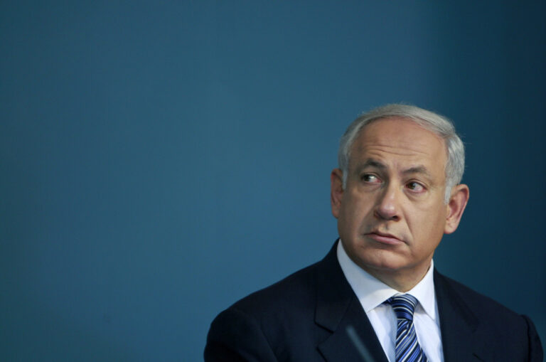 Israel's Prime Minister Benjamin Netanyahu attends a news conference in his office in Jerusalem, Thursday, April 23, 2009. Netanyahu and Finance Minister Yuval Steinitz on Thursday unveiled measures to revive a flagging economy, including doubling loan guarantees for banks and cutting corporate taxes. (AP Photo/Ammar Awad, Pool)